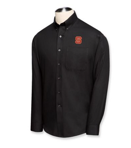 NC State Wolfpack B&T LS Epic Easy Care Fine Twill Shirt - Black